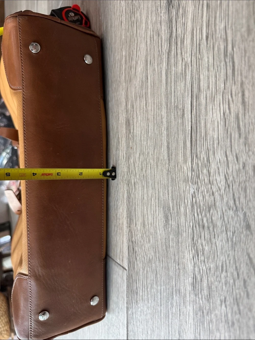 Tumi Two-Tone Tan and Brown Leather-Trim Satchel or laptop bag